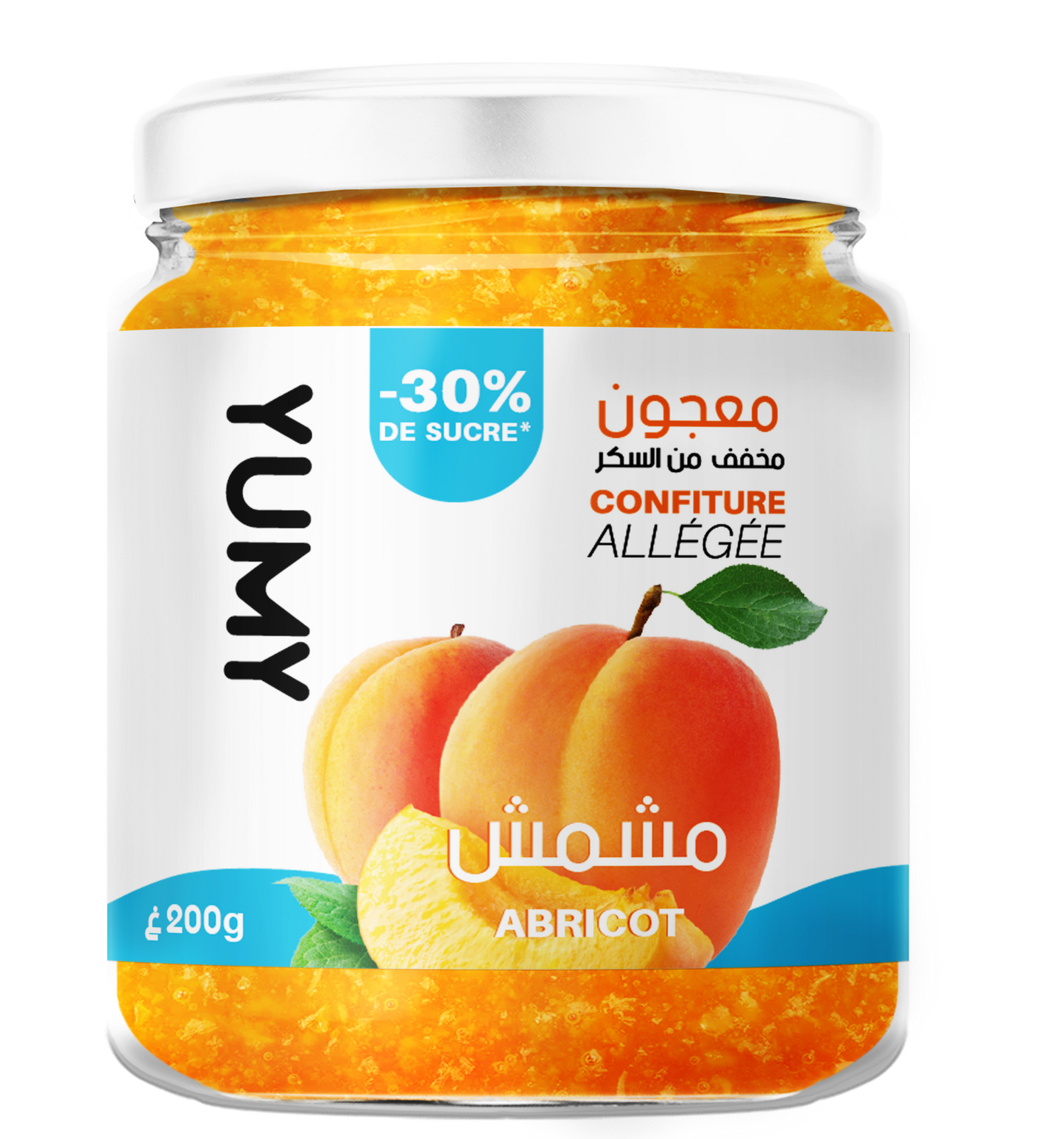 Confiture allégée en sucre YUMY Abricot, 200g