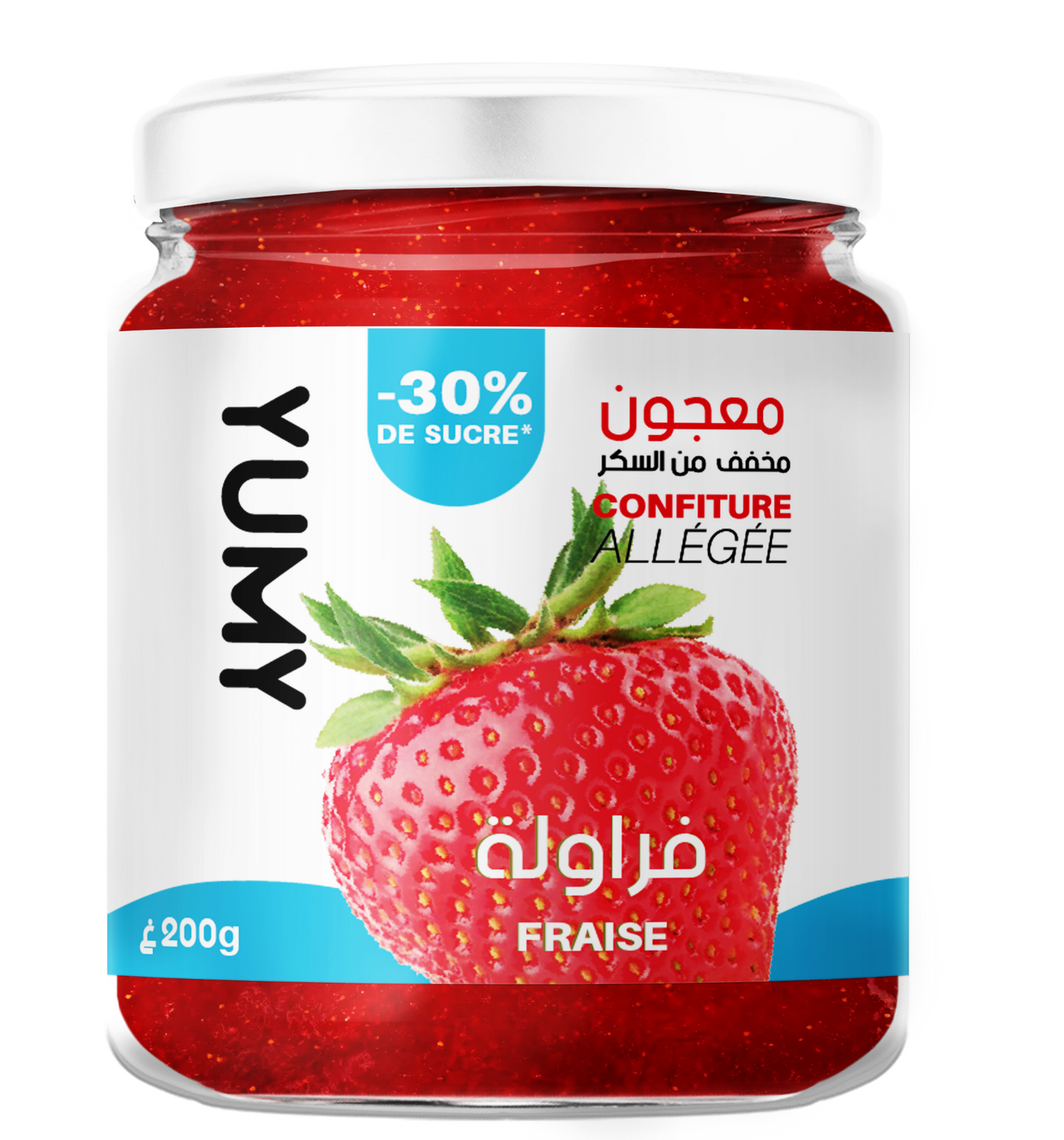 Confiture allégée en sucre YUMY Fraise, 200g