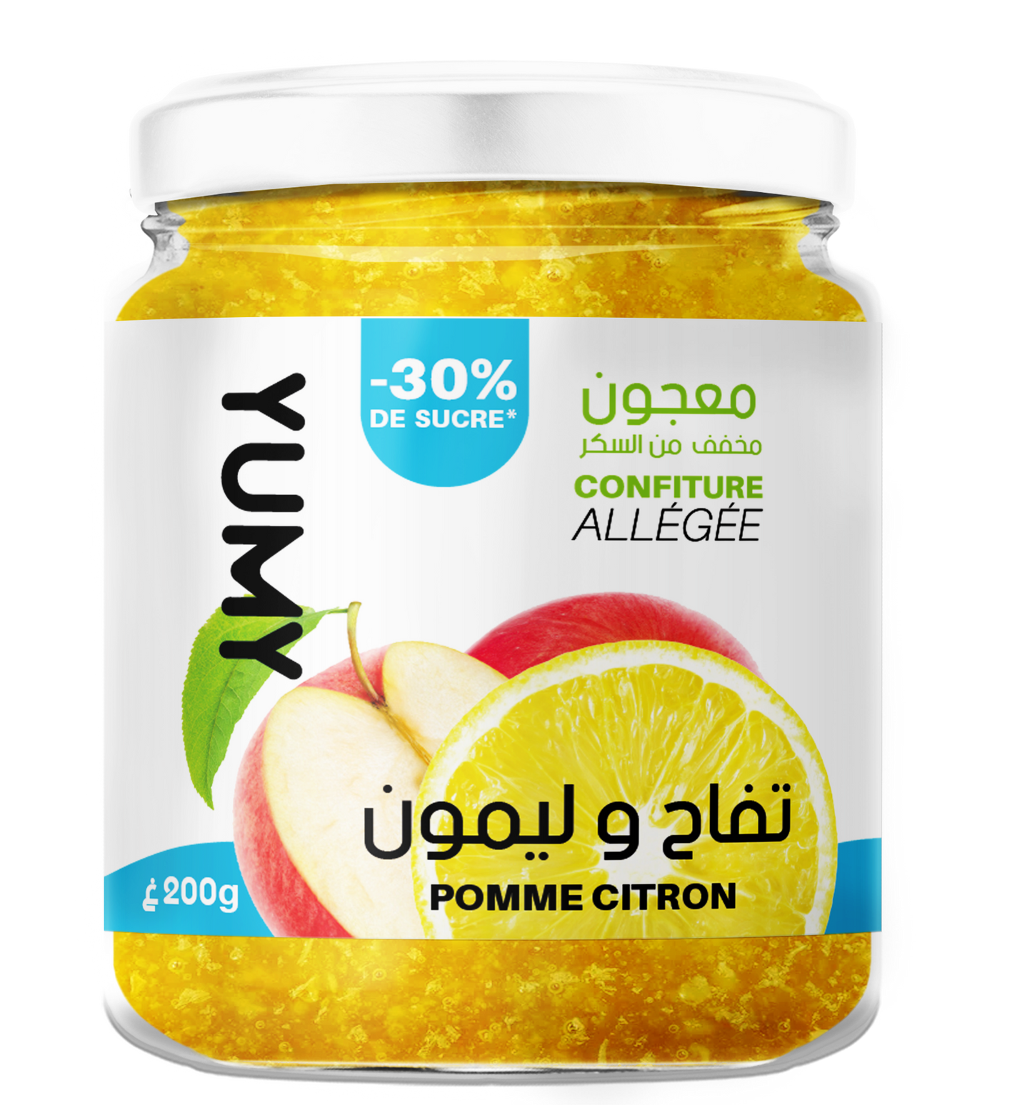 Confiture allégée en sucre YUMY Pomme Citron , 200g