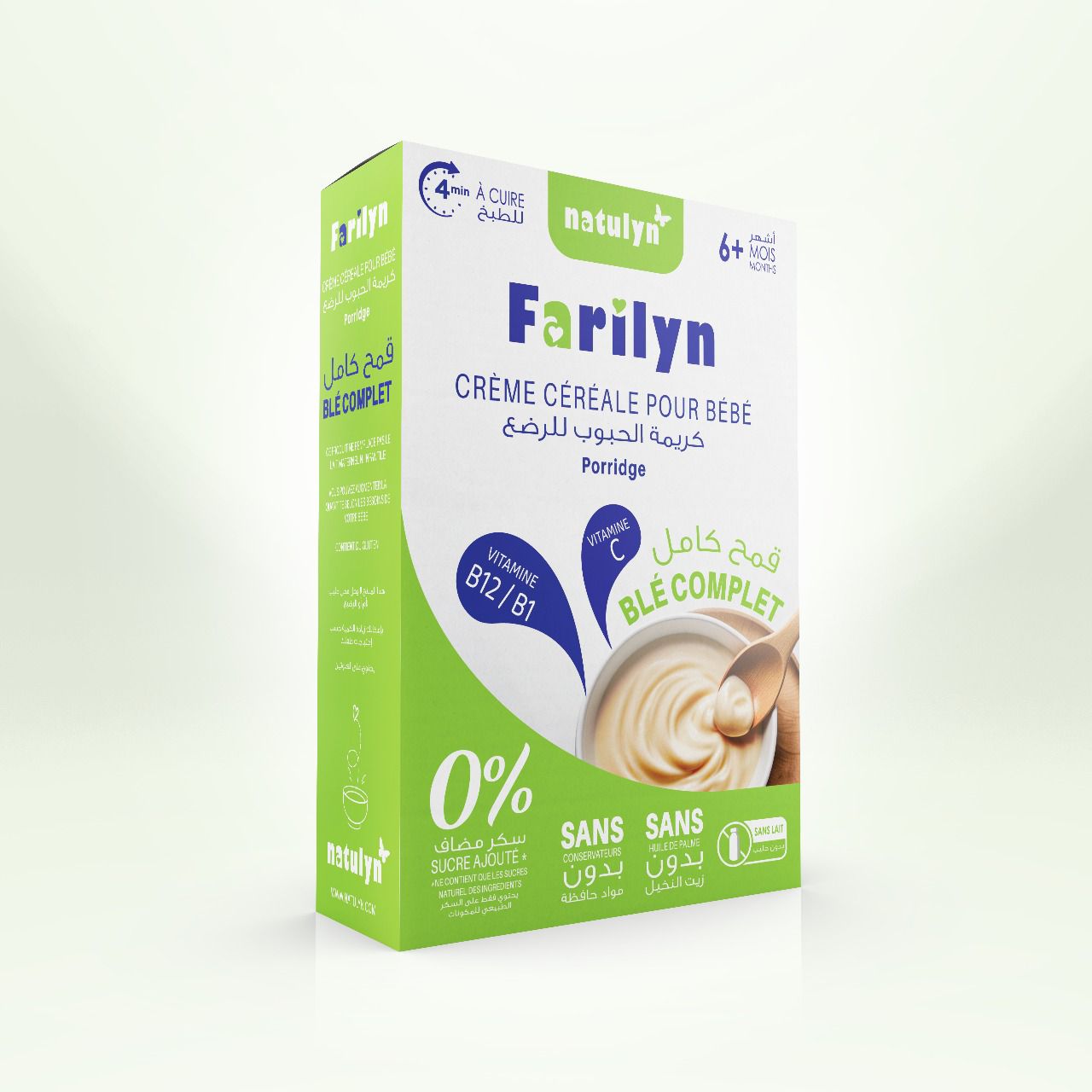 Crème de céréales BLÉ COMPLET sans lait (à cuire)