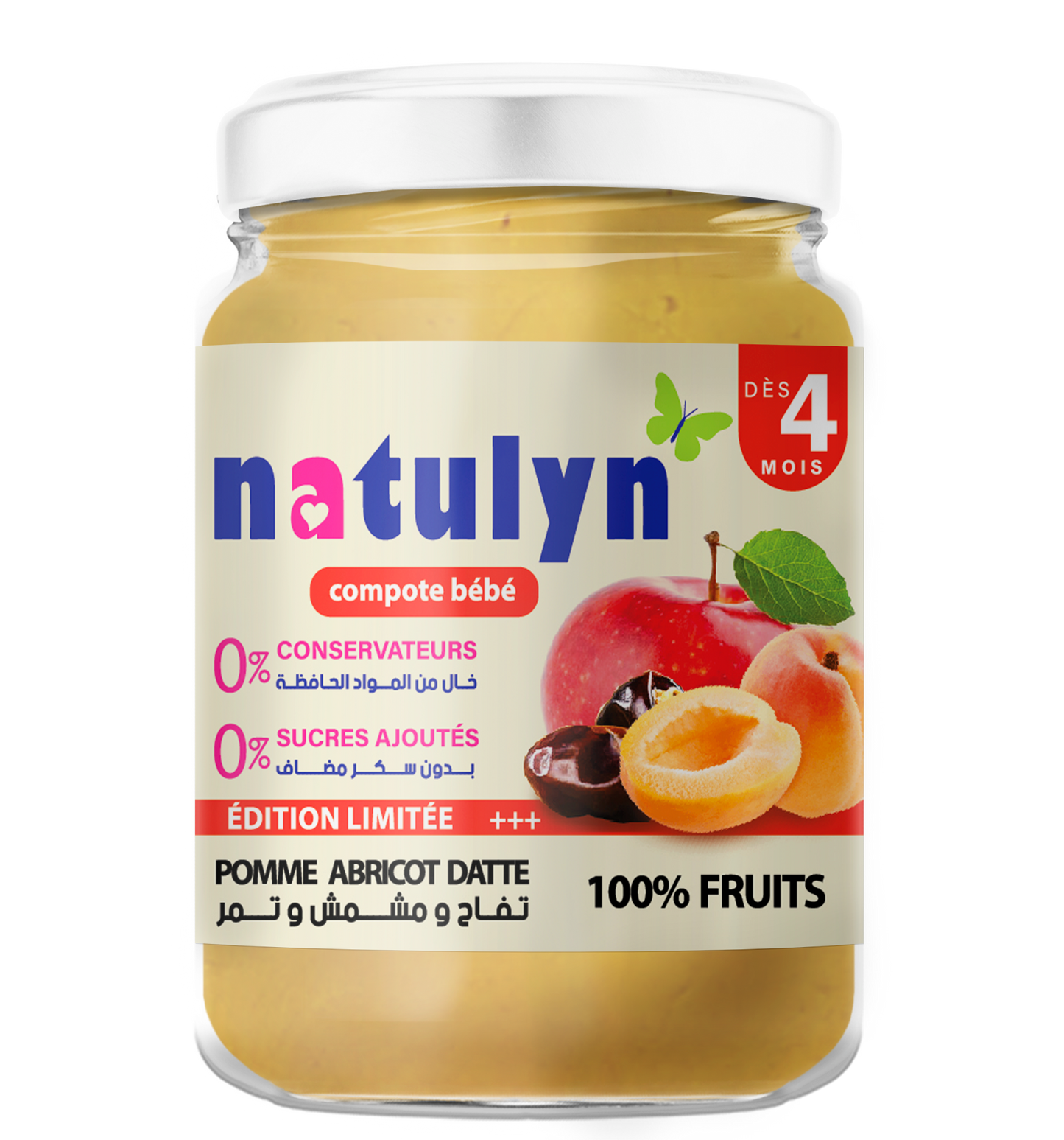 Compote bébé Pomme Abricot Datte