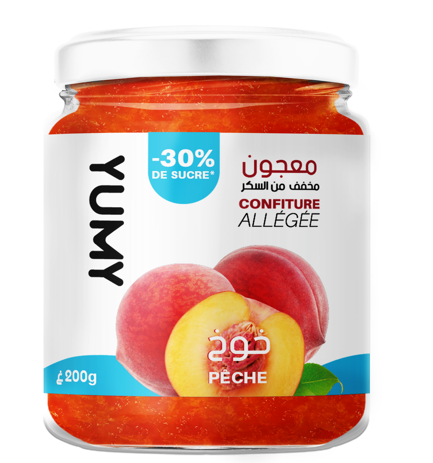 Confiture allégée en sucre YUMY Pêche, 200g