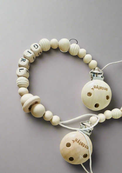 Attache Sucette En Bois natulyn (sans sucette) GIRL/BOY/LOVE