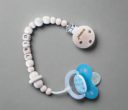 Attache Sucette En Bois natulyn (sans sucette) GIRL/BOY/LOVE