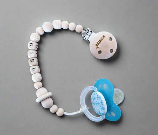 Attache Sucette En Bois natulyn (sans sucette) GIRL/BOY/LOVE