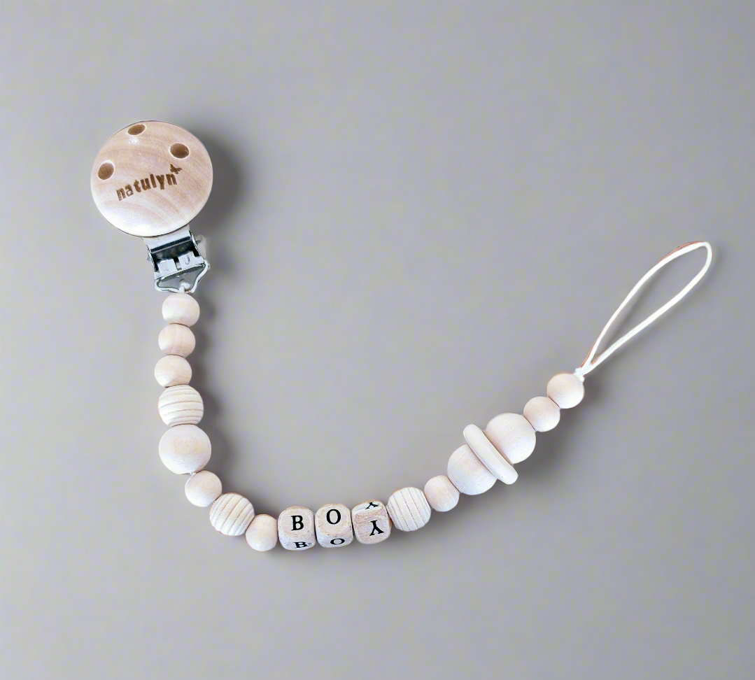 Attache Sucette En Bois natulyn (sans sucette) GIRL/BOY/LOVE