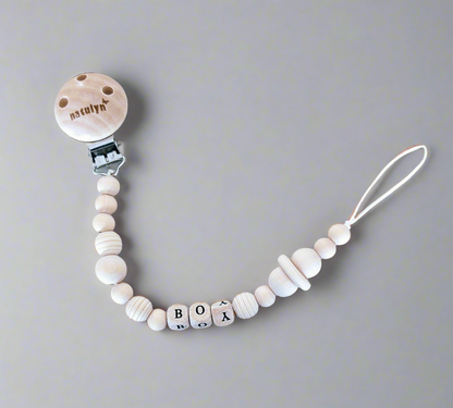 Attache Sucette En Bois natulyn (sans sucette) GIRL/BOY/LOVE