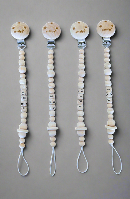 Attache Sucette En Bois natulyn (sans sucette) GIRL/BOY/LOVE