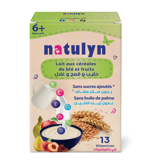 Farine lactée blé, lait et fruits, Sans sucre